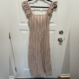 Striped Sleeveless Jumpsuit with Ruffle Straps